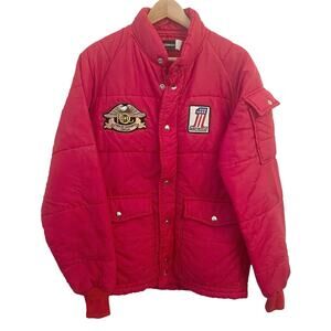 Vintage Harley Davidson AMF Puffer Coat Men M Red Owner Group Patch 70s USA Made